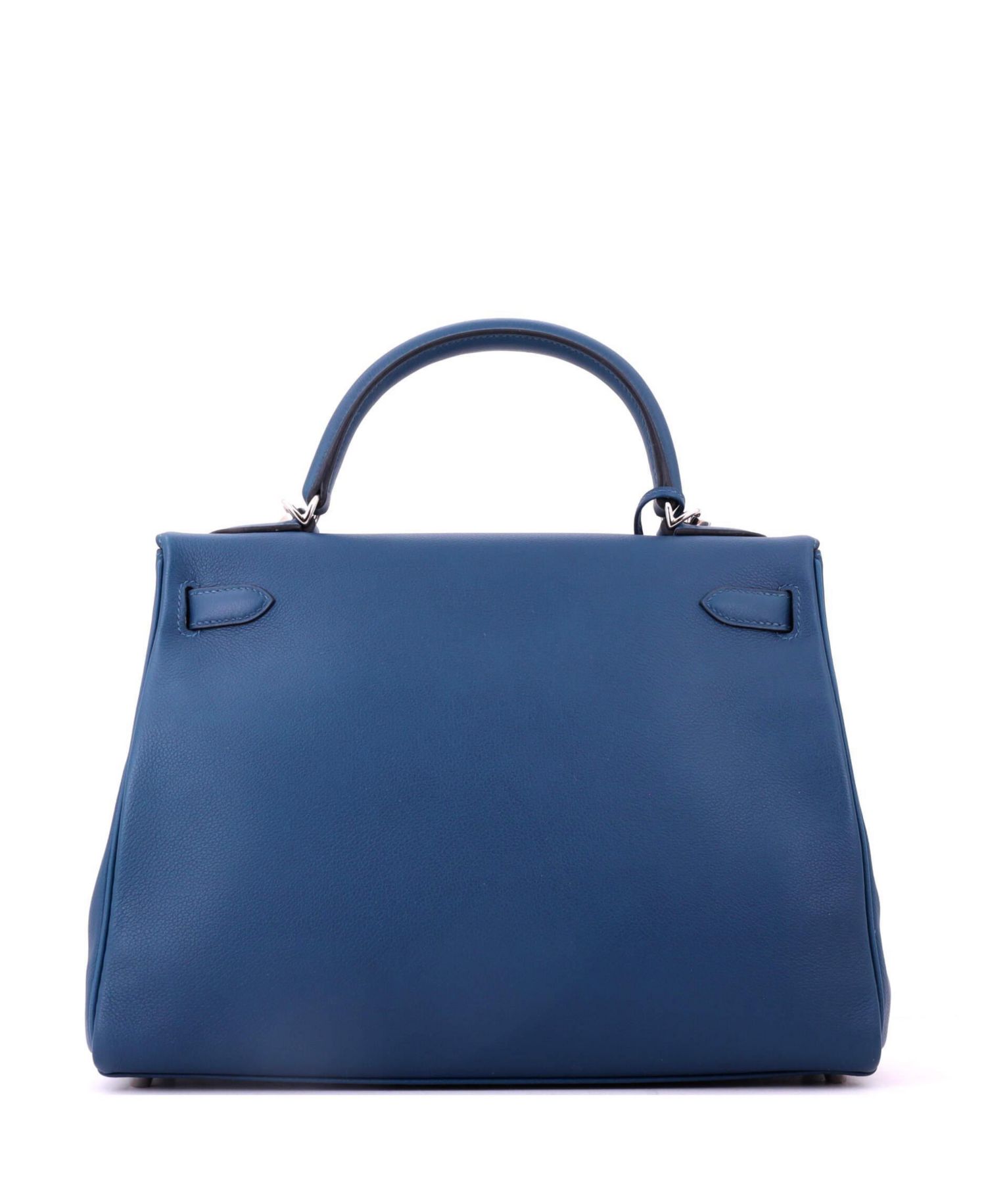 Pre-Owned HERMES Pre-Owned Hermes Kelly 32 Handbag Verso Evercolor with Palladium Hardware