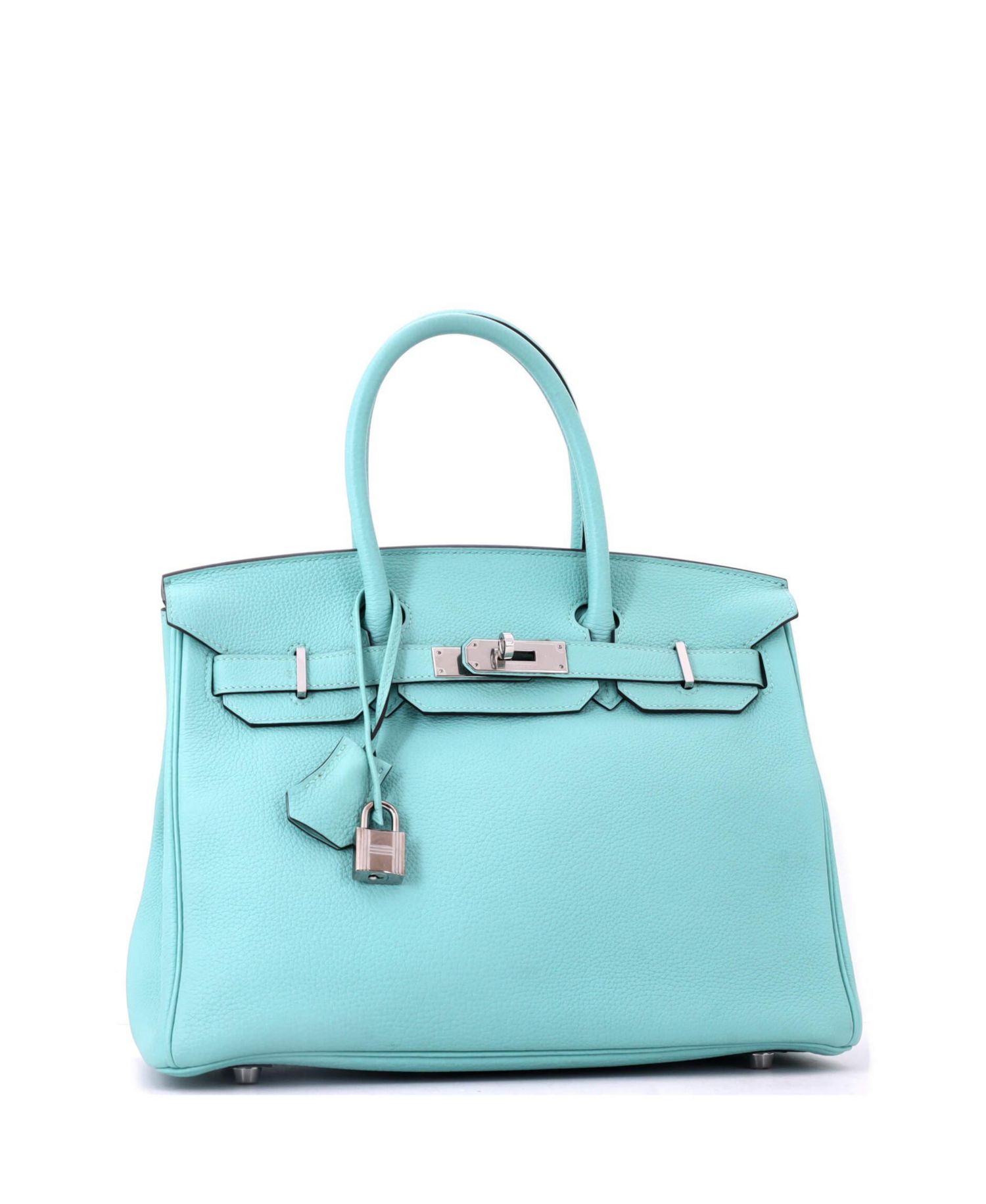 Pre-Owned HERMES Pre-Owned Hermes Birkin 30 Handbag Blue Togo with Palladium Hardware