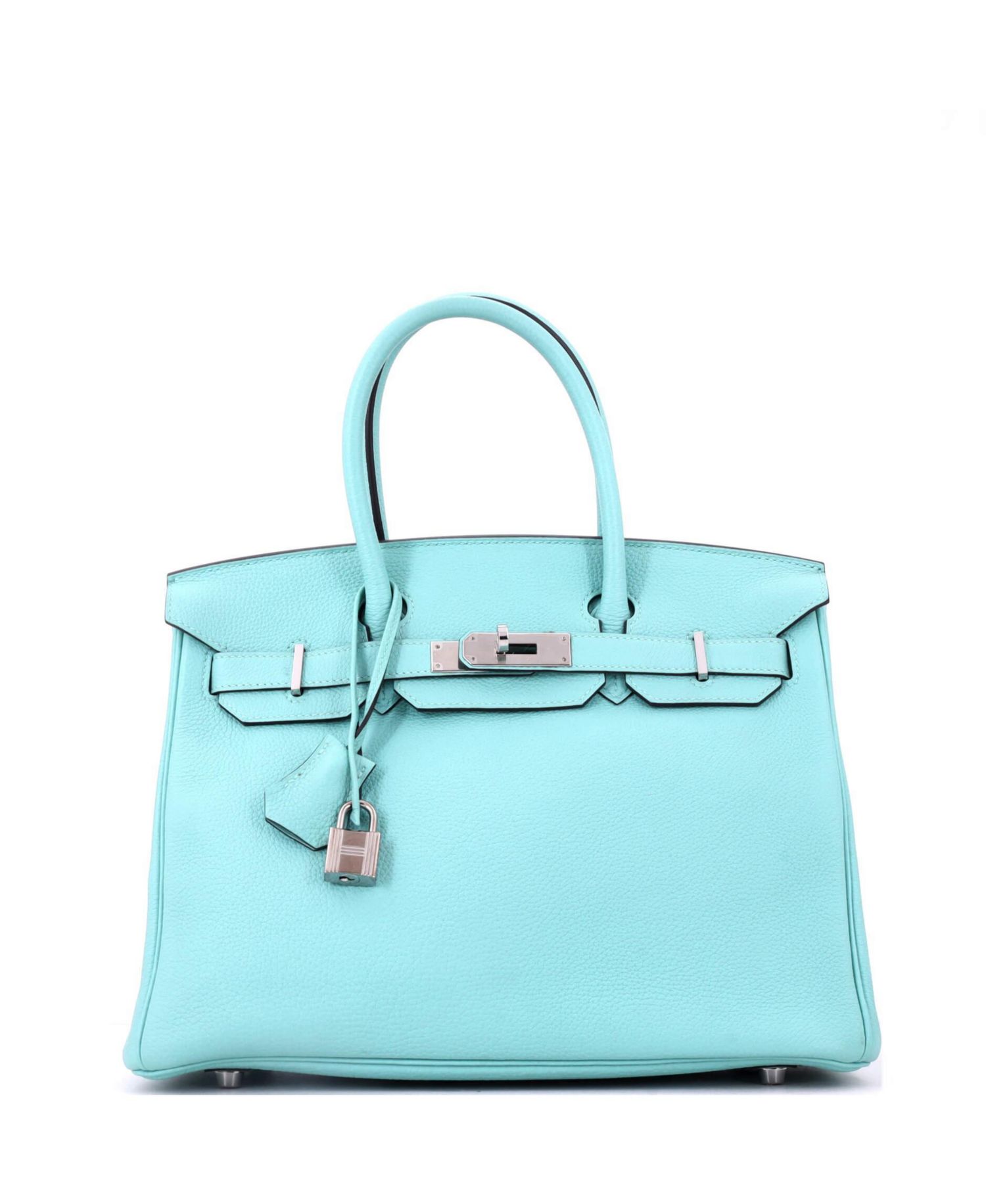 Pre-Owned HERMES Pre-Owned Hermes Birkin 30 Handbag Blue Togo with Palladium Hardware