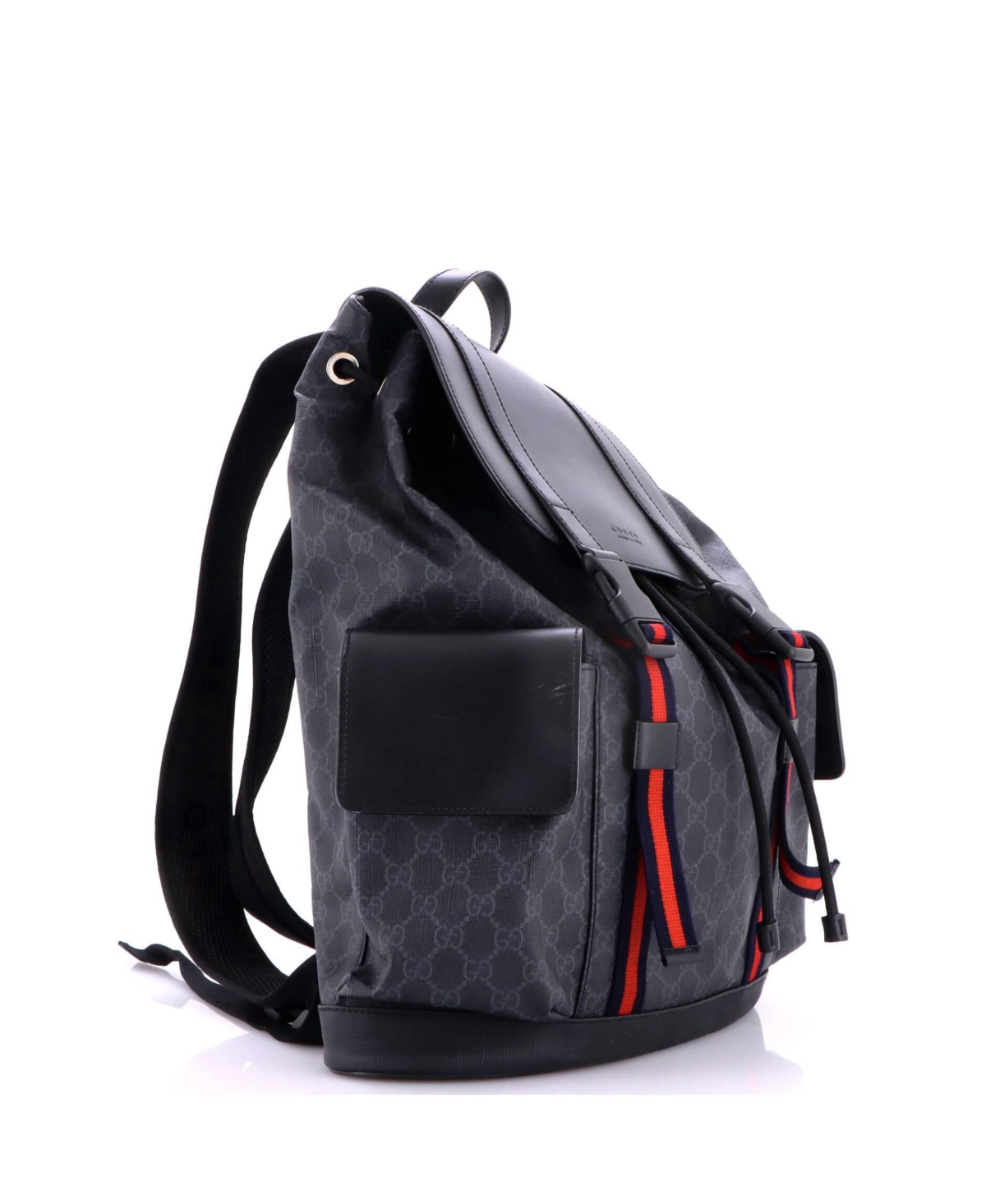 Pre-Owned Gucci Large Double Pocket Buckle Backpack Gg Coated Canvas