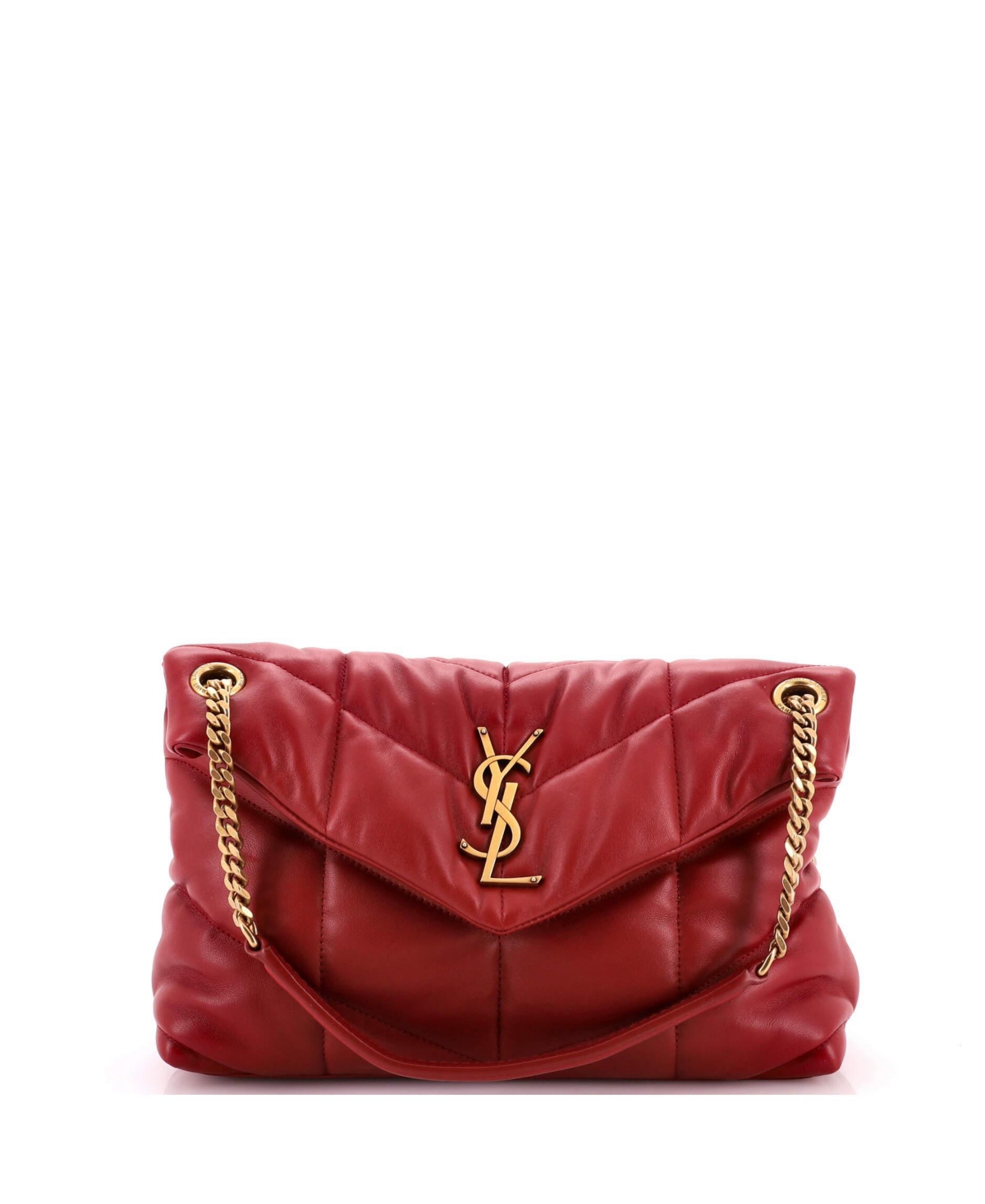 Pre-Owned Saint Laurent Small Loulou Puffer Shoulder Bag Quilted Leather - Brown