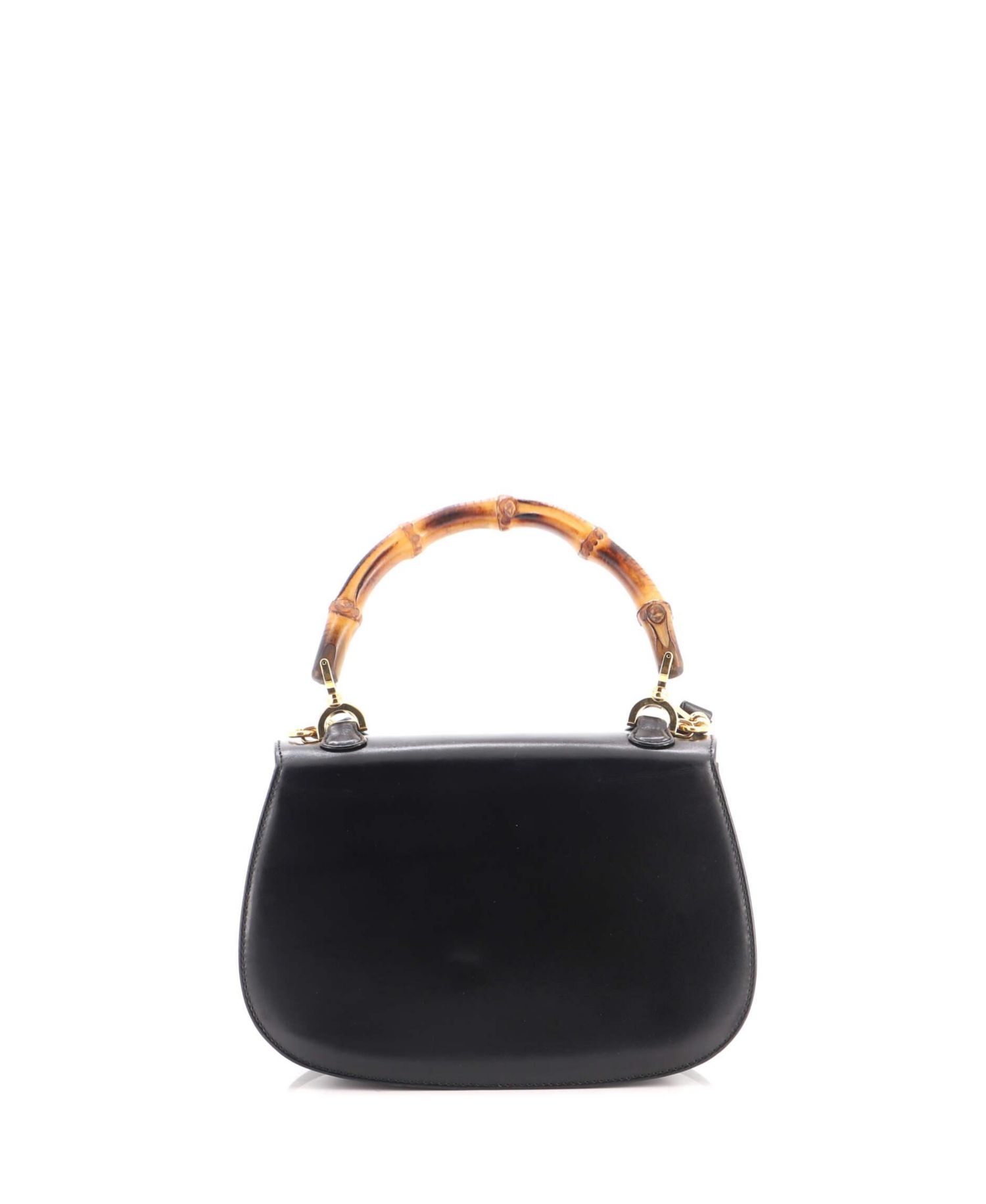Small Vintage Convertible Bamboo Top Handle Bag Leather