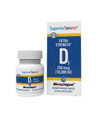 Vitamin D3 10,000 IU, Quick Dissolve MicroLingual Tablets, 100 Count, Helps Promote Strong Bones and Teeth