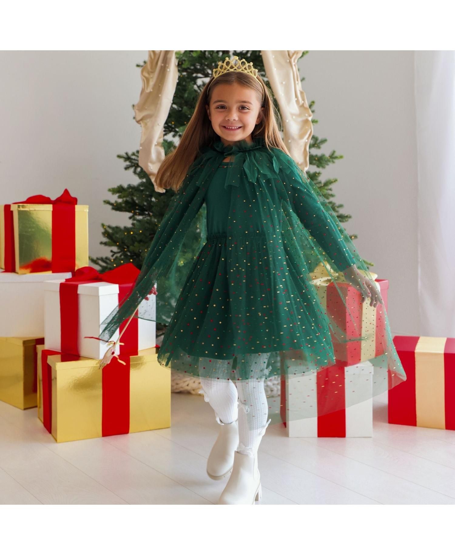 Girls' 4-16 Christmas Long-Sleeve Tutu Dress