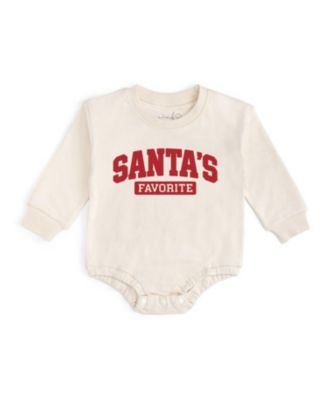 Baby Boys' Santa's Favorite Long-Sleeve Crewneck Christmas Romper