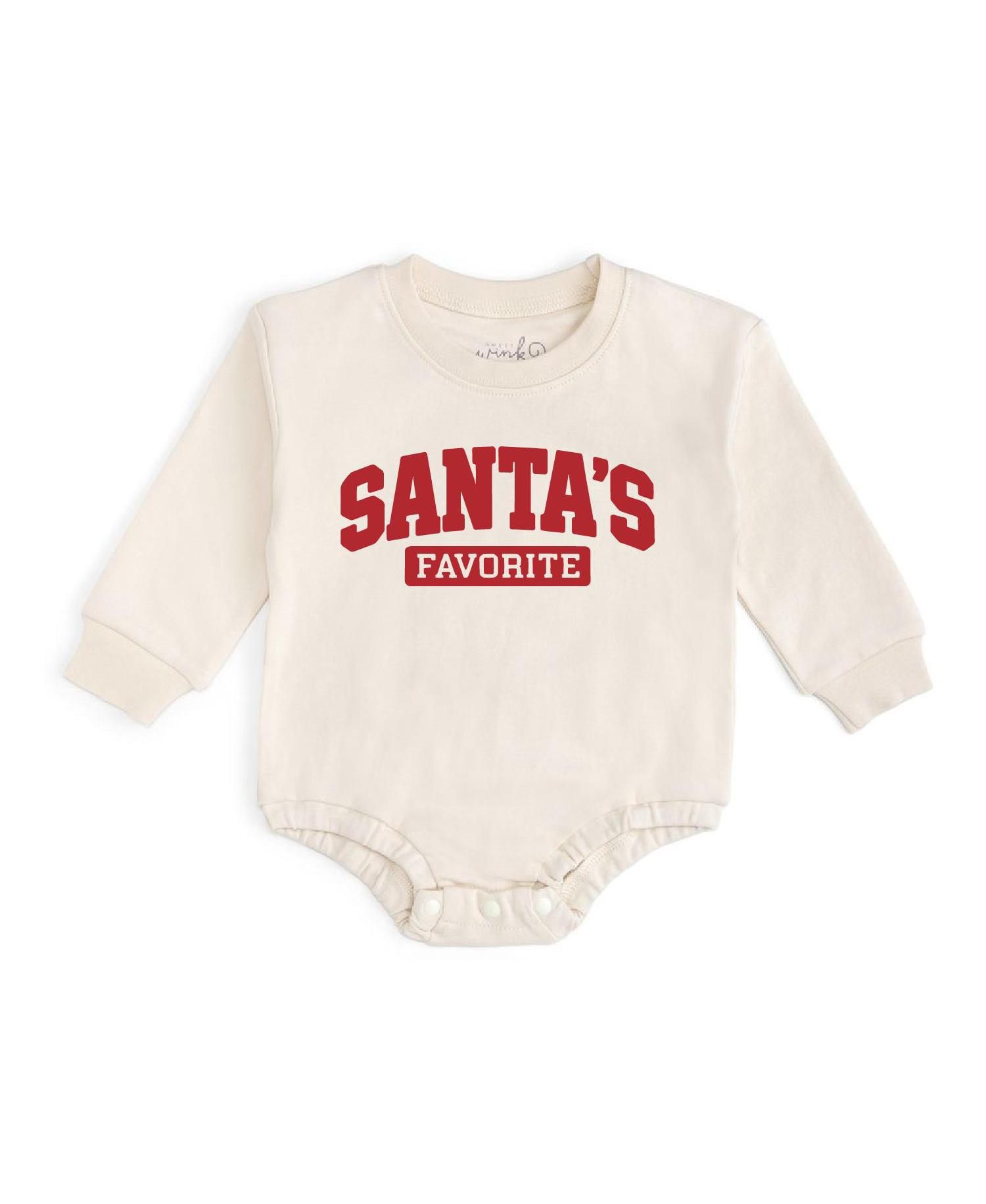 Baby Boys' Santa's Favorite Long-Sleeve Crewneck Christmas Romper