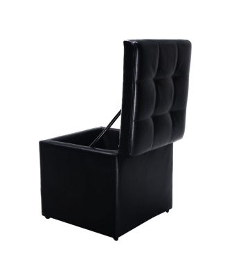 Faux Leather Cube Storage Ottoman with Hinged Cushioned Seat
