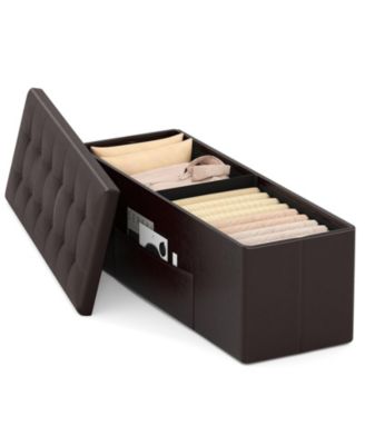 43 Inches Folding Storage Ottoman Bench Foot Rest Stool End of Bed Bench