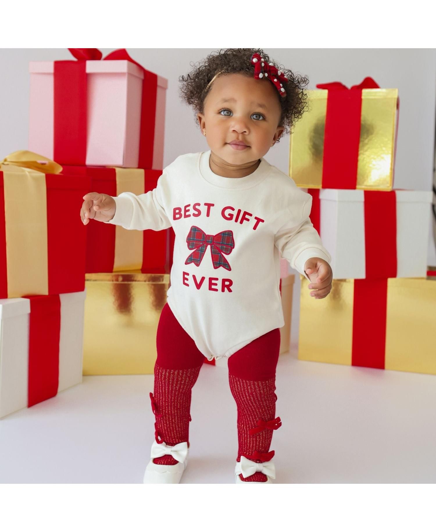 Baby Girls 0-24M Shimmer Red Velvet Mini Bow Tights