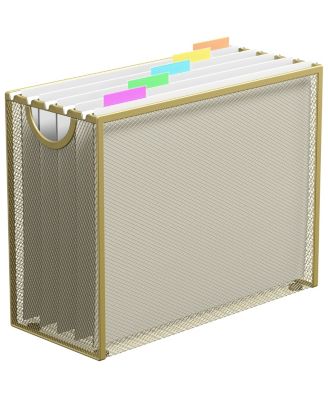 Metal Mesh Hanging File Organizer With Handle Letter Size Document Storage