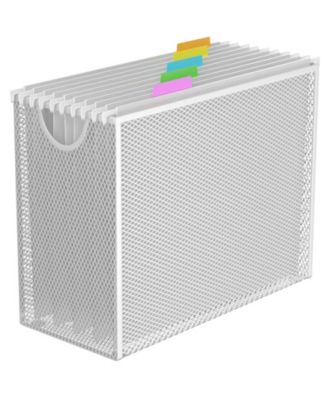 Metal Mesh Hanging File Organizer With Handle Letter Size Document Storage