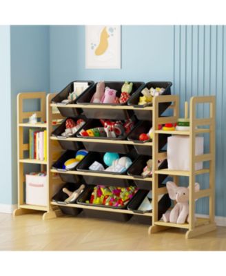 Toy Storage Organizer with 6 Shelves and 12 Bins, Kids Bookshelf and Bin Shelf for Bedroom, Playroom Organization and Decor