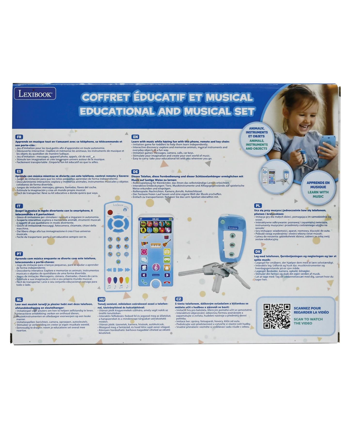 Детские игрушки Lexibook Educational Musical Set with Animals Telephone, Remote Control and Key Ring, 3-Piece Set, от 3 лет, цвет: Белый — фото 7