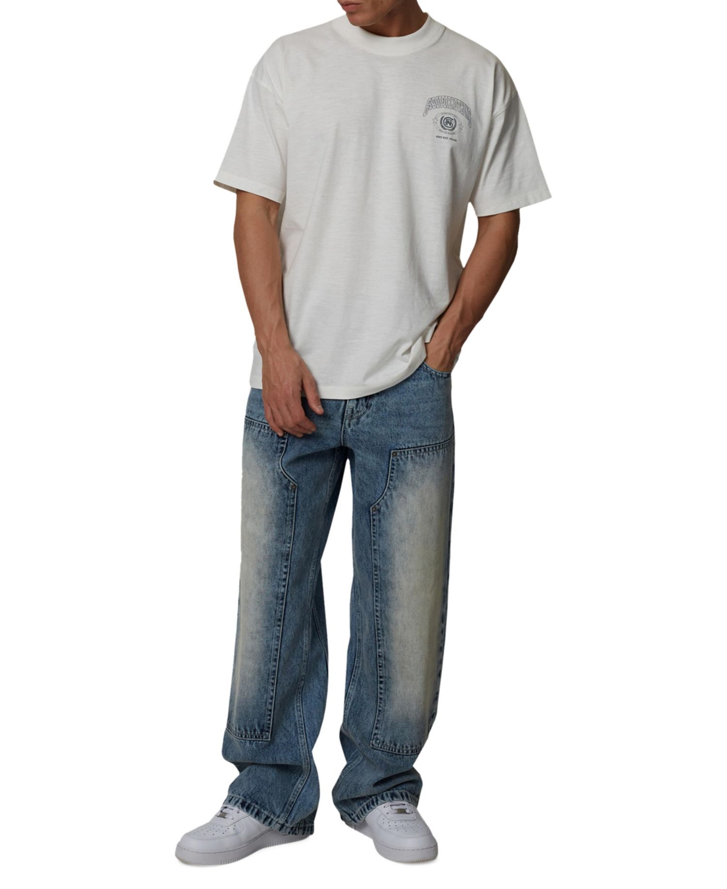 Men's Straight-Leg Mid Rise Double-Knee Jeans