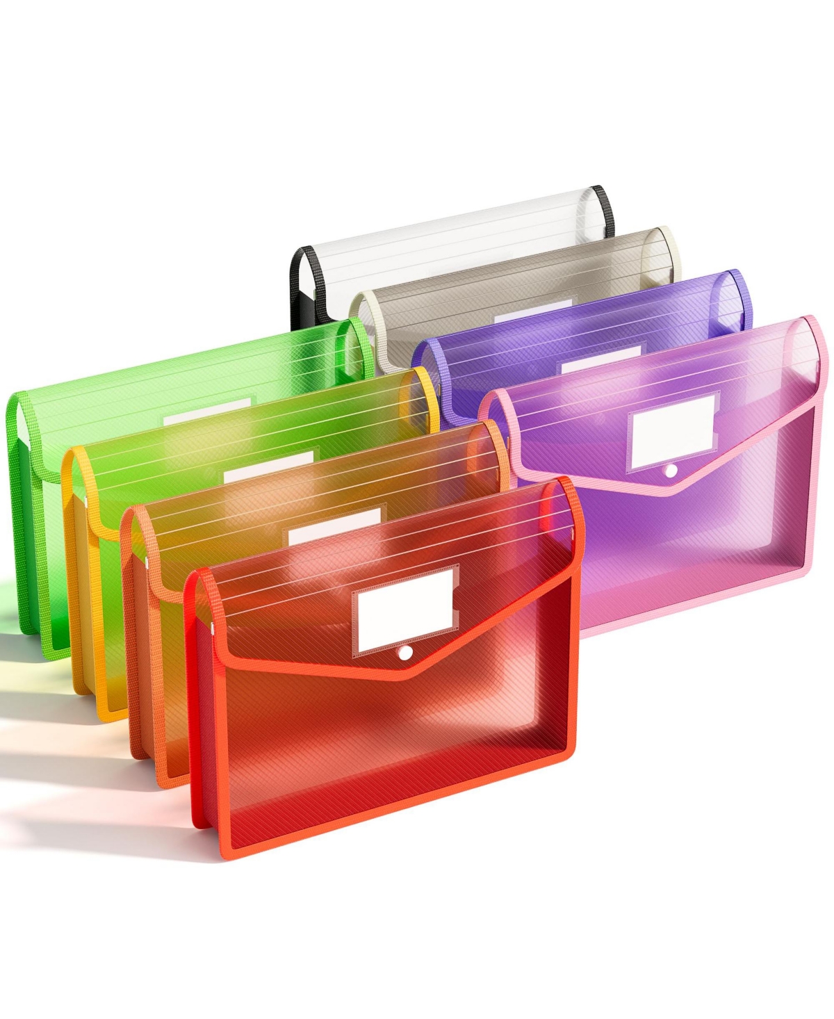 Danrong Expanding File Folders Document Organizer Snap Closure Label Pocket Large Capacity For School Office Home - 8 pack rainbow