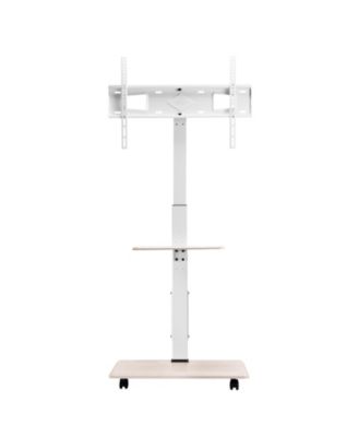 Rolling TV Stand with Swivel Mount and Storage Tray