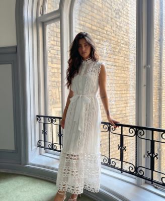 white lace maxi dress Women's Dresses Summer Silk Satin Colors:Taupe 835 White Polka Dot Flowy Maxy Dress Sleepwear Mini Dress Party Fit Model is 5’10.5