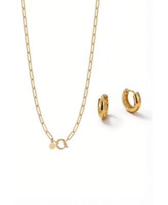 Gold-Tone Elaine Chain Necklace and Antoni Huggie Hoop Earrings, 2-Piece Set