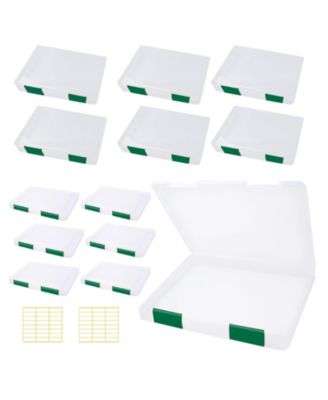 12 Pack Clear Plastic File Storage Boxes With 48 Labels A4 A5 Document Organizer