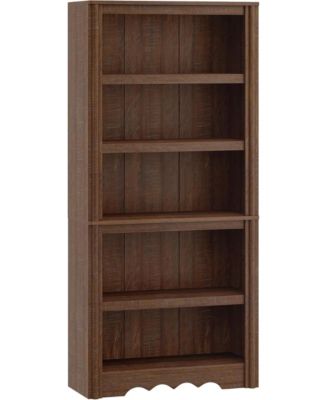 70.9" Tall Bookshelf - 5-Tier Wood Bookcase with Arched Roman Column Design for Home Office and Living Room
