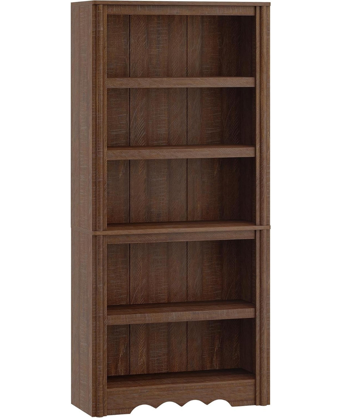 homfan 70.9" Tall Bookshelf - 5-Tier Wood Bookcase with Arched Roman Column Design for Home Office and Living Room - Brown