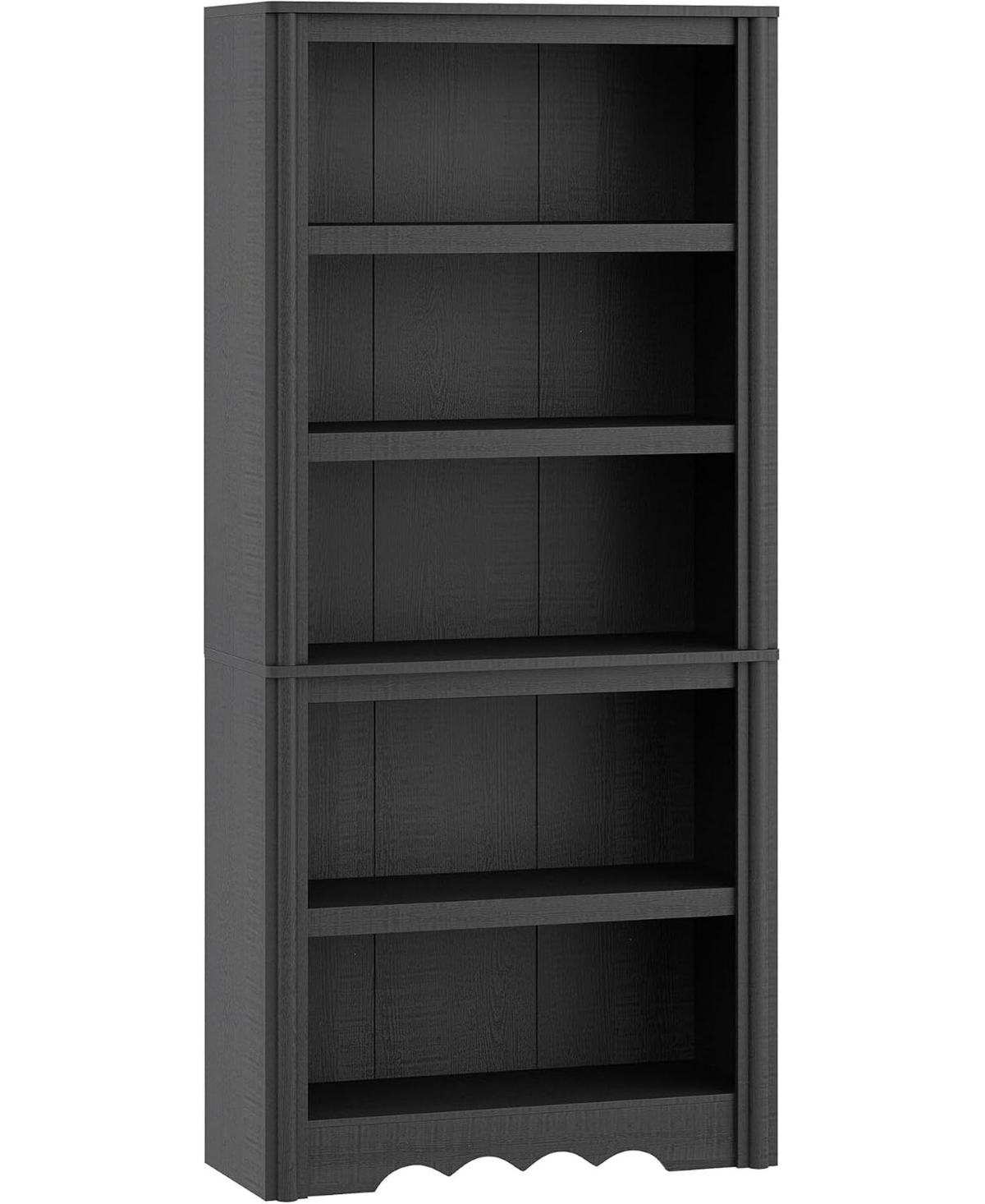 homfan 70.9" Tall Bookshelf - 5-Tier Wood Bookcase with Arched Roman Column Design for Home Office and Living Room - Black
