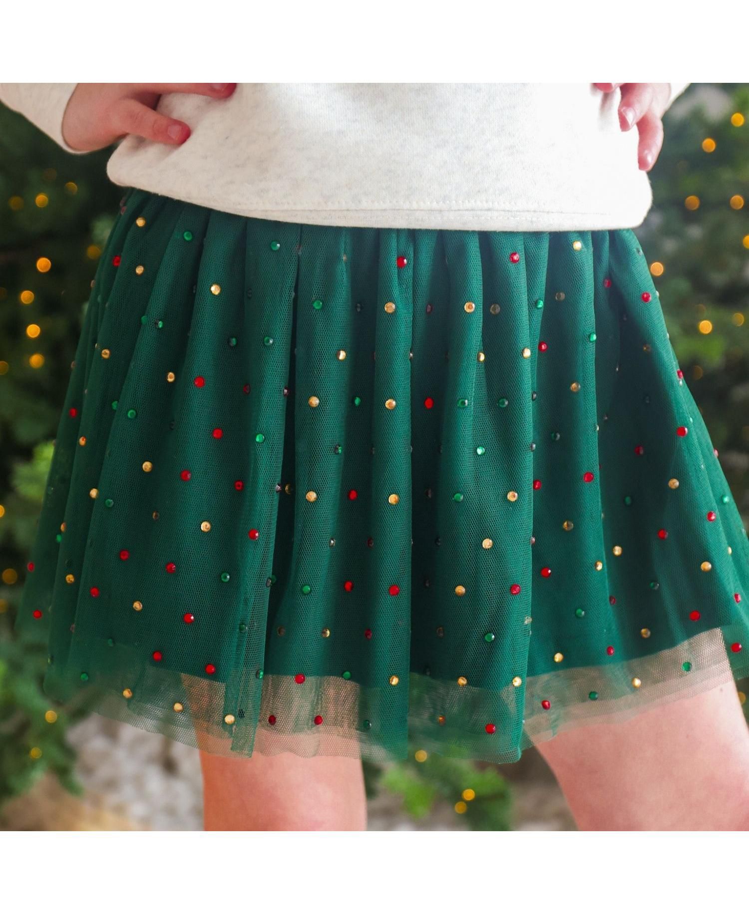 Girls' 4-16 Christmas Rhinestone Tulle Tutu Skirt