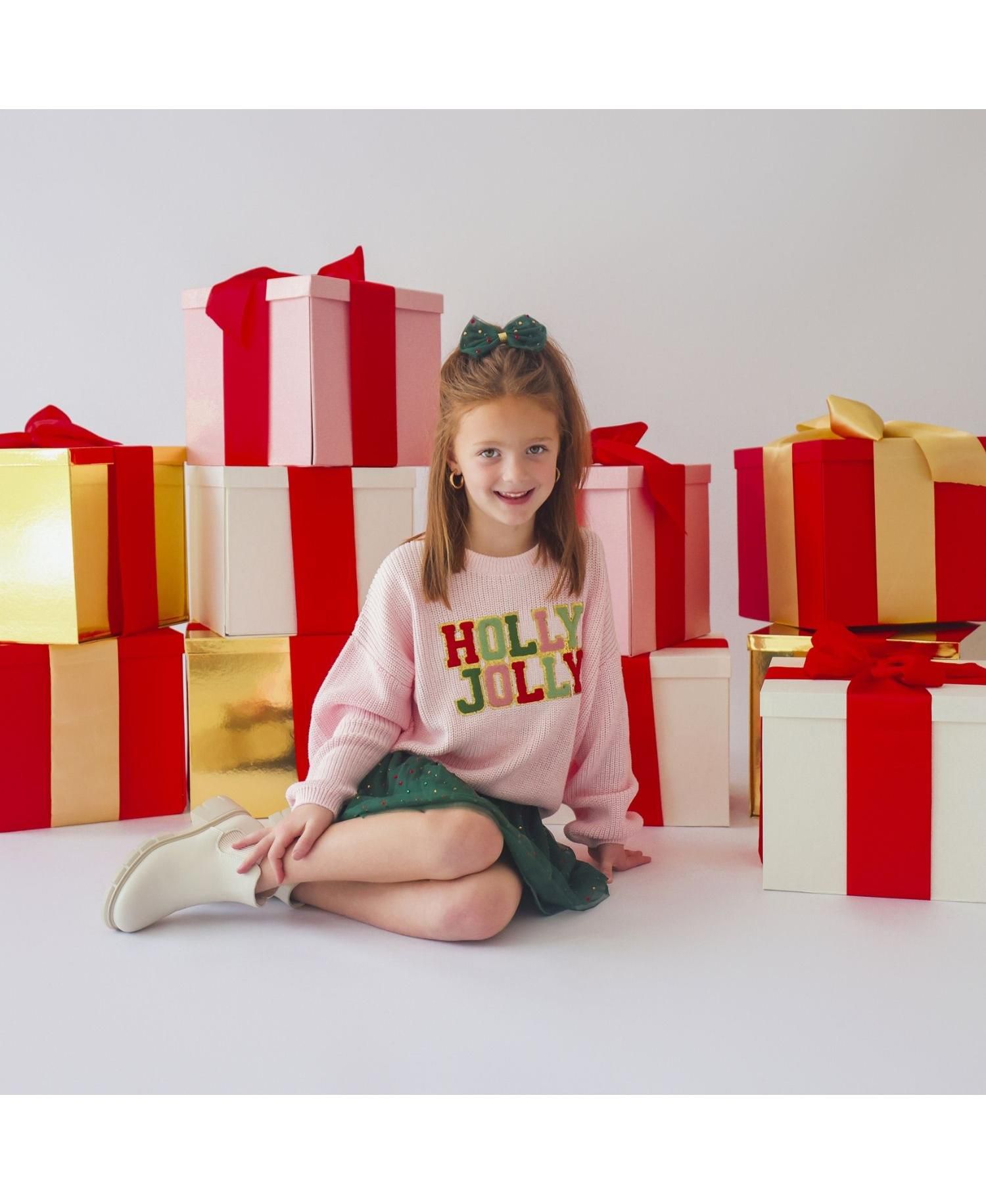 Girls' 4-16 Holly Jolly Holiday Crewneck Sweater