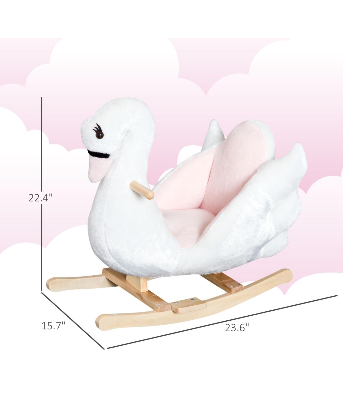 Детская мягкая игрушка Glintex Rocking Swan Plush Rocker with Music, Ages 18 Months+, цвет: Белый / Розовый — фото 8
