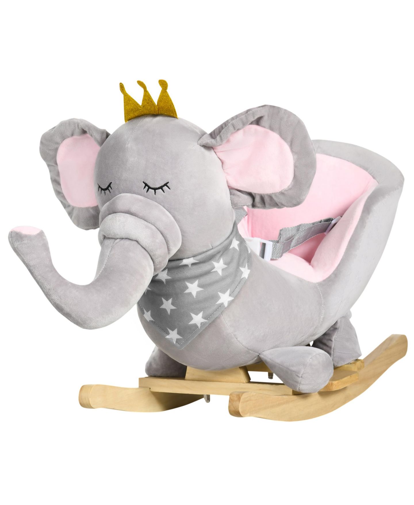 Детская мягкая игрушка Glintex Baby Rocking Elephant Plush Rocking Chair With Sounds, 110 lbs, Ages 1.5-3, цвет: Серый — фото 3