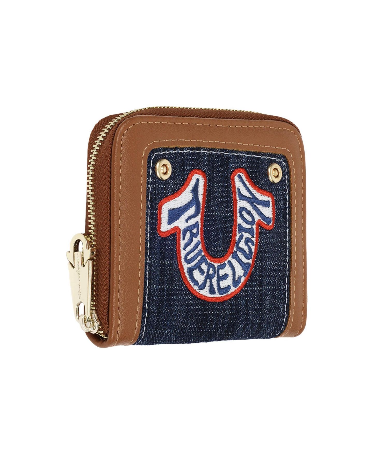 Женский кошелёк True Religion Retro Horseshoe Small Denim Zip-Around Wallet, цвет: Тёмный джинсовый — фото 2