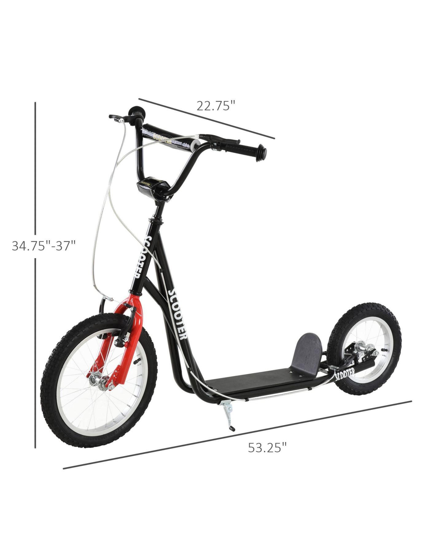 Детская игрушка Glintex Teens Kick Scooter with Dual Brakes, Adjustable Handlebar & Inflatable Tires, Holds 220 lbs, Ages 5+, цвет: Чёрный — фото 2