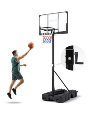 Basketball Hoop, Foldable 7.54 to 10 ft Stepless Adjustable System with 44 x 27.5 in PC Backboard and 352 lb Fillable Base