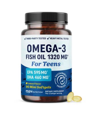 Omega-3 Fish Oil for Teens 1120 Milligram with EPA and DHA, Lemon Mini Softgels, 90 Count