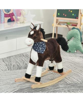 Kids Cowboy Plush Rocking Horse with Realistic Sounds, Holds 132 lbs, Ages 3-6