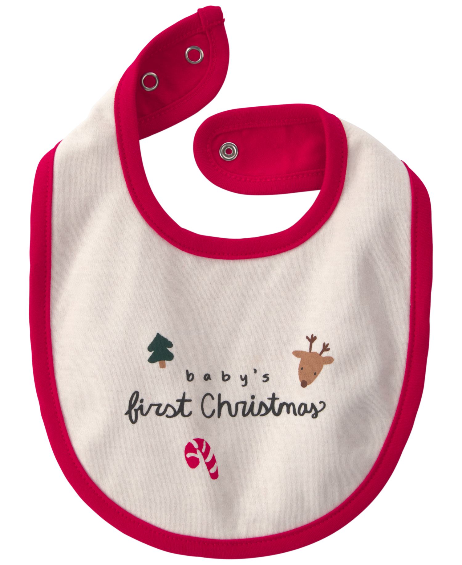 Baby Boys' or Baby Girls' First Christmas Interlock Cotton Bib