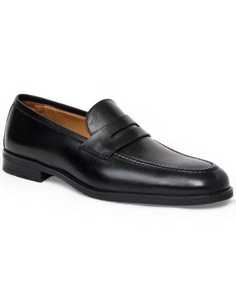 Мужские туфли Bruno Magli Flavio Leather Round Toe Penny, цвет: Чёрный кожаный