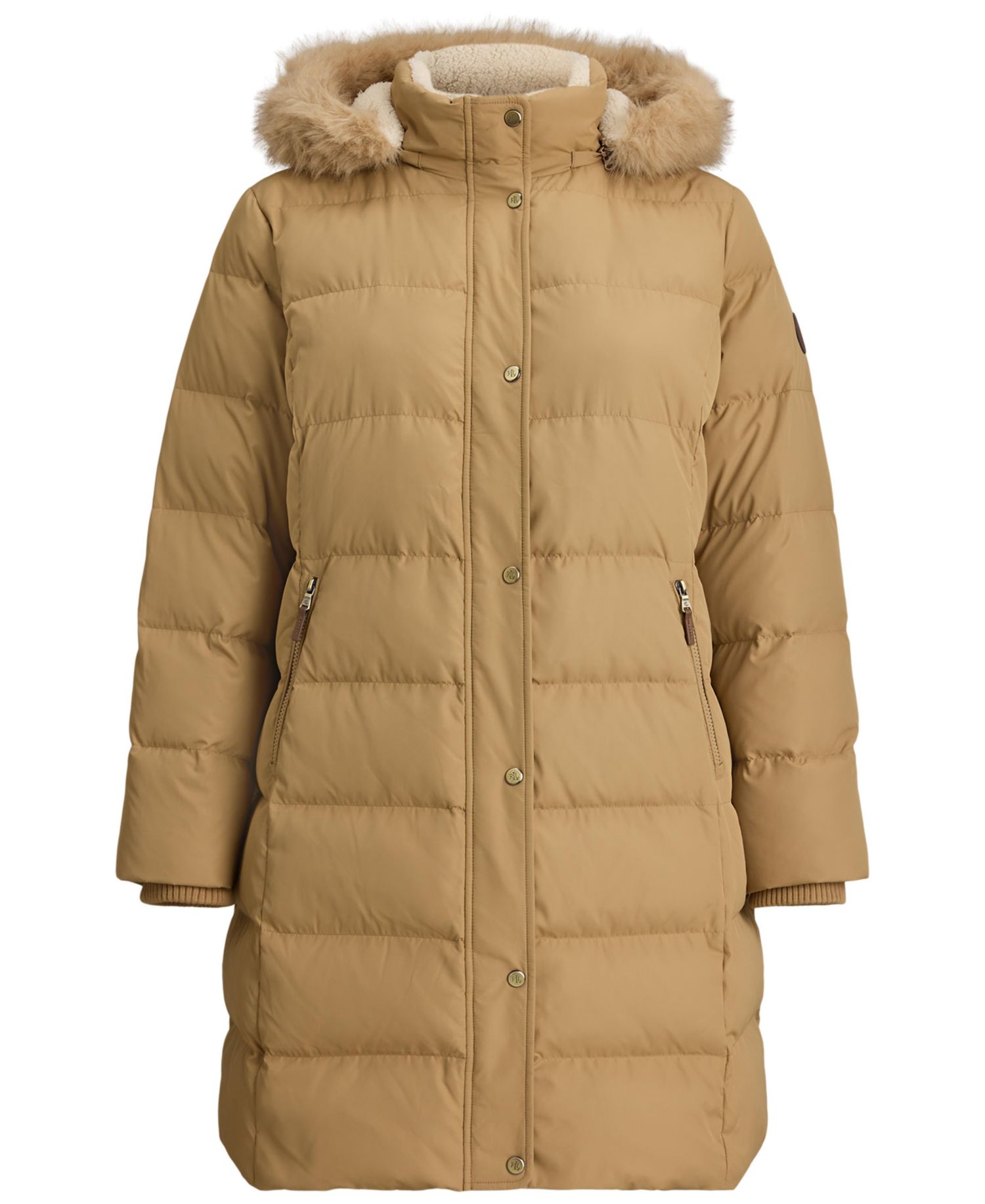 Plus Size Down Hooded Channel-Quilted Puffer Coat