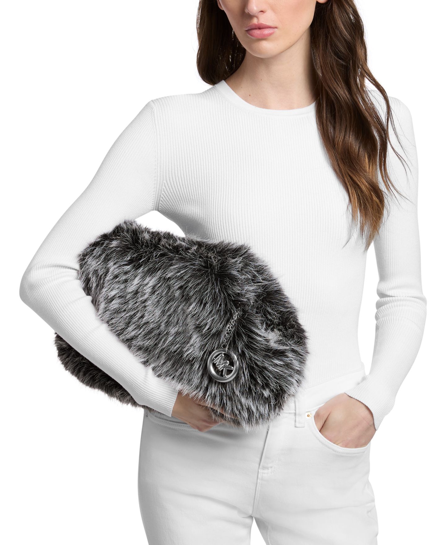 Женский большой клатч Michael Kors Cloud с каркасом, цвет: Чёрный — фото 4