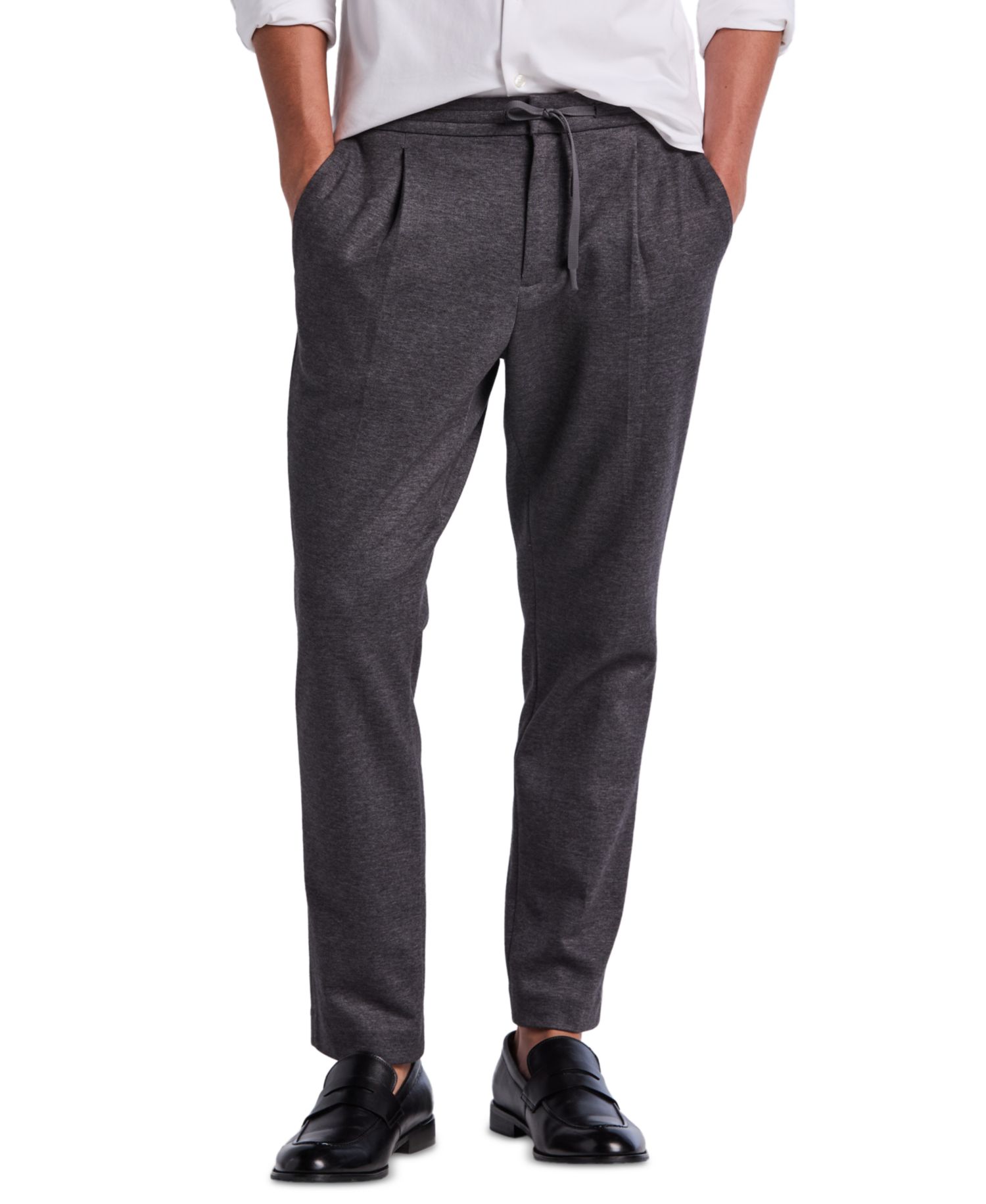 Men's Slim-Tapered Pleated Stretch Pants
