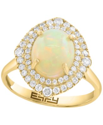 Diamond and Opal Ring (3/8 ct. t.w. and 1-3/4 ct. t.w.) in 14K Yellow Gold