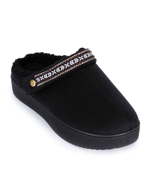 Женские сабо Isotoner Signature Joey Platform Easy-On/Easy-Off Faux Microsuede Clog, цвет: Чёрный