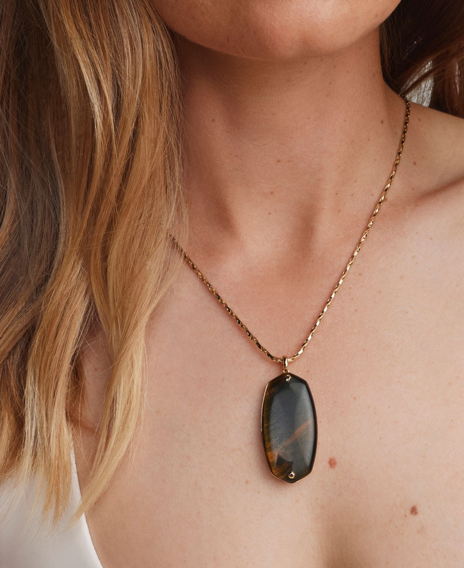 Glass Danielle Riveted Hammered Long Pendant Necklace