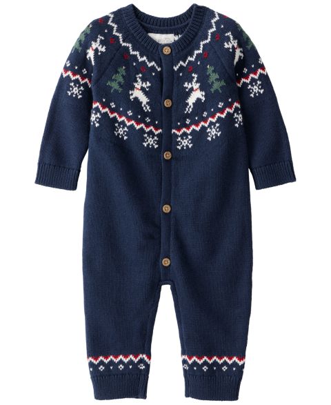 Комбинезон Carter's Cotton Fair Isle Sweater Knit Jumpsuit для малышей, цвет: Тёмно-синий