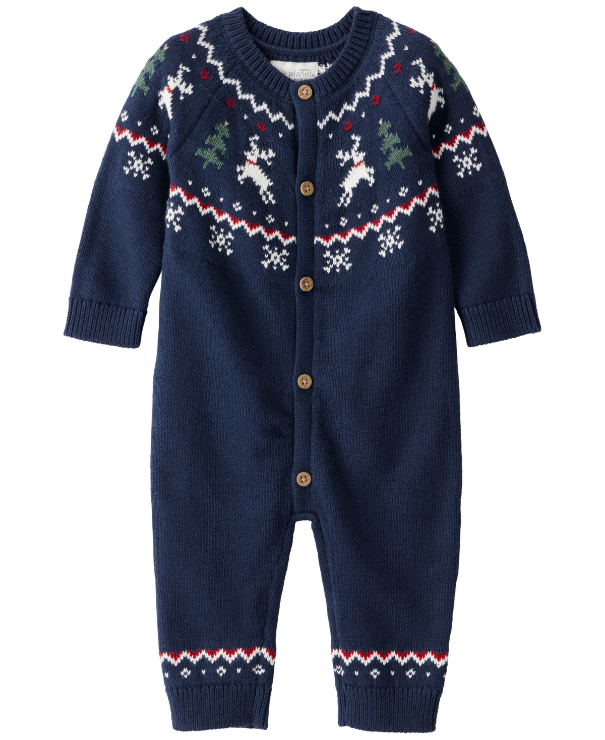 Carter's Little Planet By  Baby Boys' Or Baby Girls' Cotton Fair Isle Sweater Knit Jumpsuit In Blue