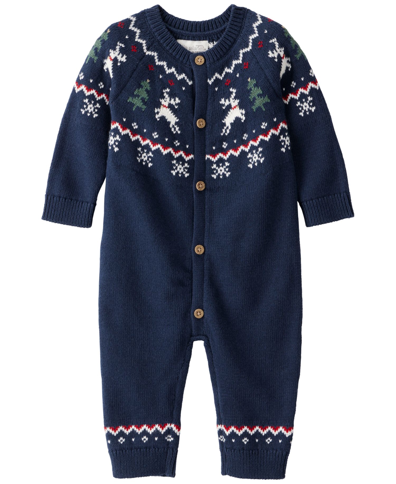 Baby Boys' or Baby Girls' Cotton Fair Isle Sweater Knit Jumpsuit