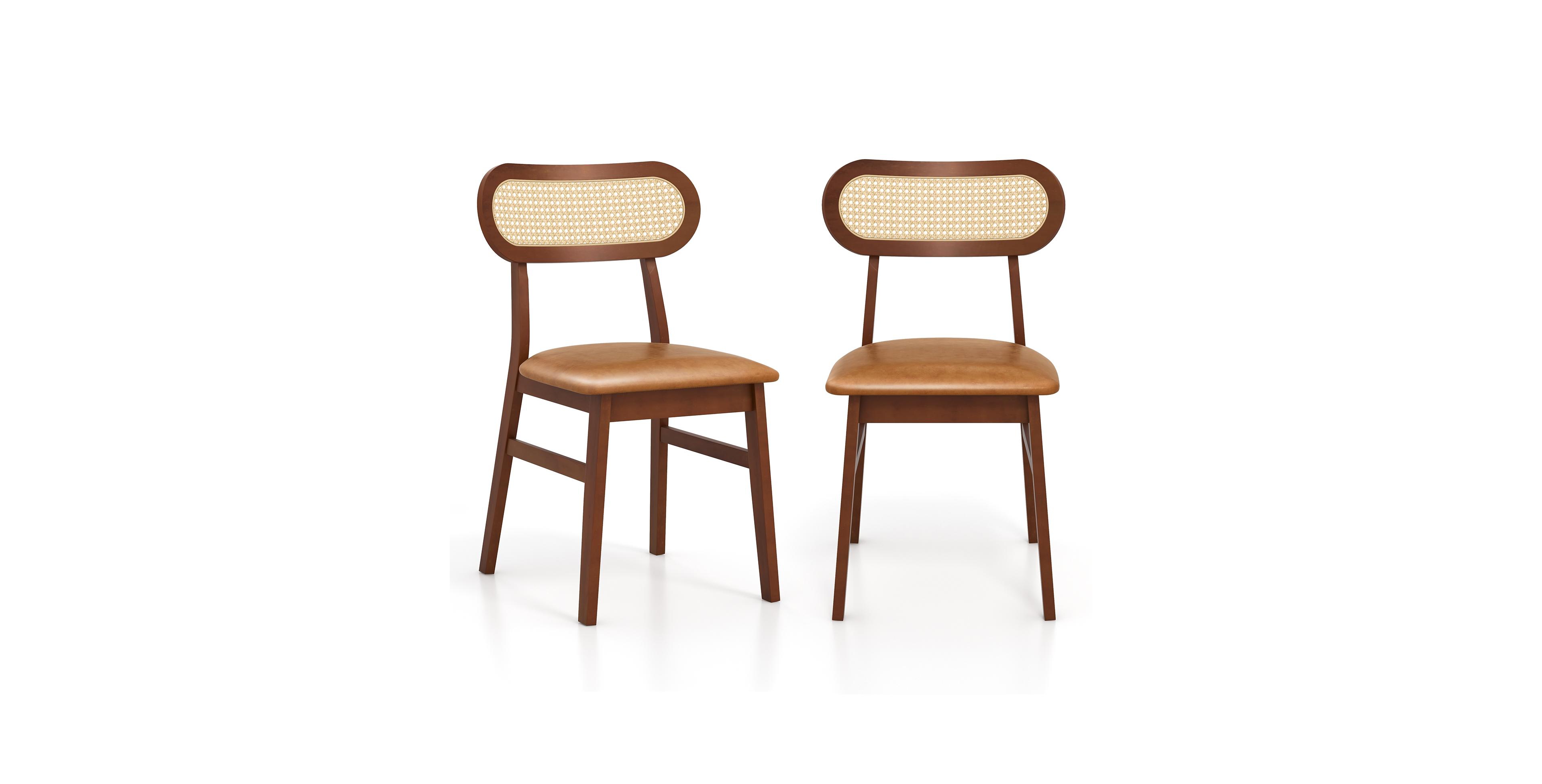 Mecale Indoor Mid Century Wood Dining Chairs Set of 2 for Room
