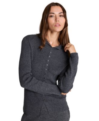 Women's Ribbed Funnel Neck Long-Sleeve Sweater