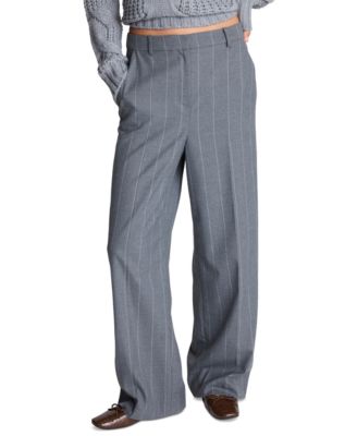 Women's High-Rise Wide-Leg Pinstripe Pants