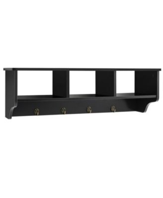 Wall Mount Cubby Organizer and Hooks for Entryway Storage